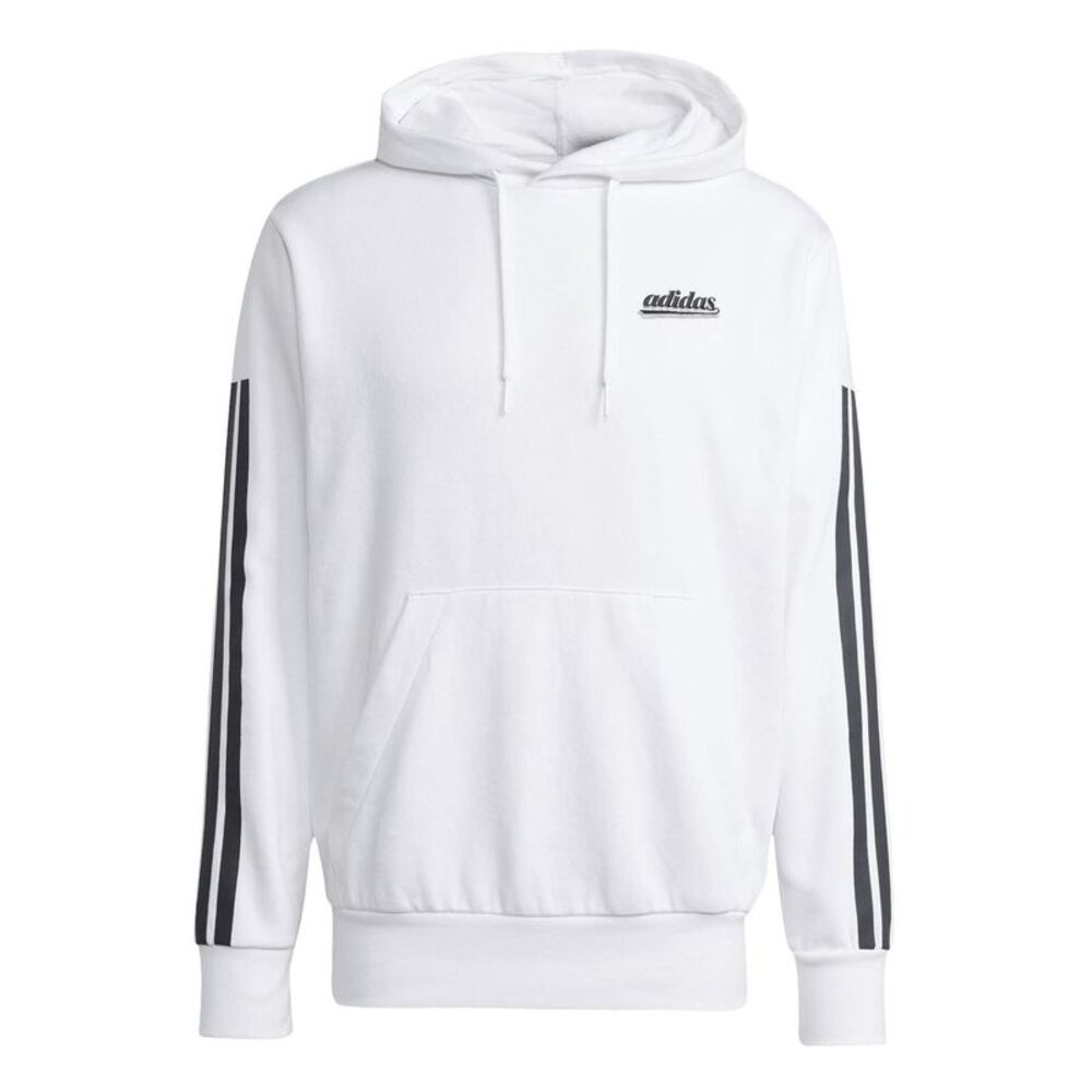 Adidas Mens Script Logo Hoodie / White